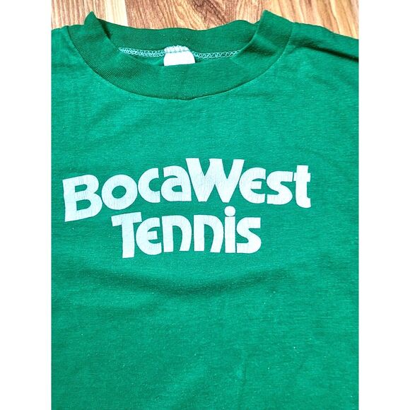 Vintage 70s‎ Sportswear T Shirt Boca West Tennis Size Medium Single Stitch Green - Picture 2 of 8